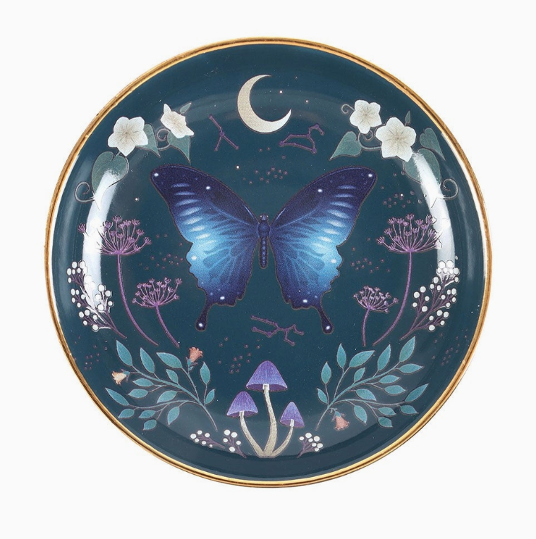 Round Midnight Moth Trinket Dish