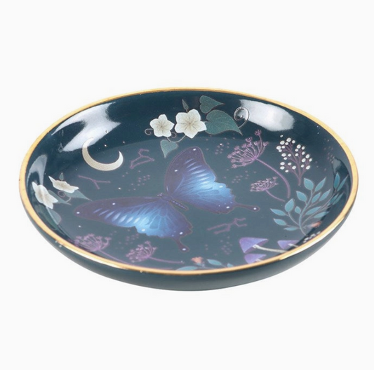 Round Midnight Moth Trinket Dish