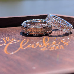 Men's & Women's Wedding Bands Featuring Emerald Cut Stones