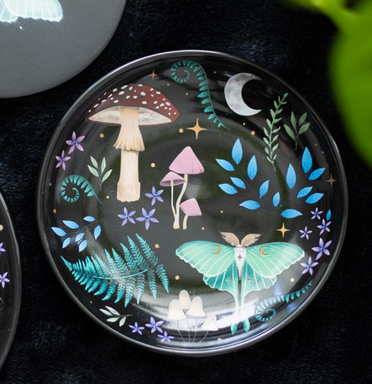 Round Dark Forest Print Trinket Dish