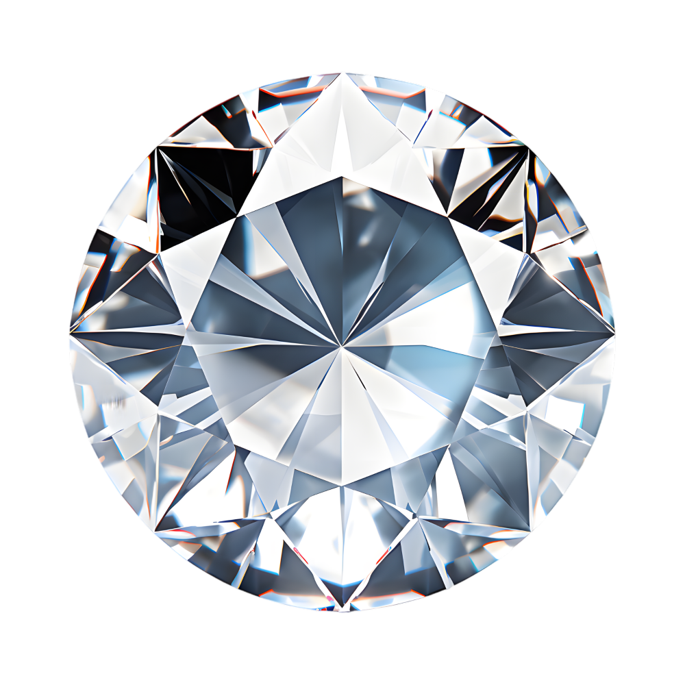 Close-up of a round diamond with a clear background