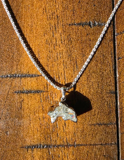 14K White Gold Wheat Chain Necklace with Custom Cut Dolphin Lab Grown Diamond Pendant