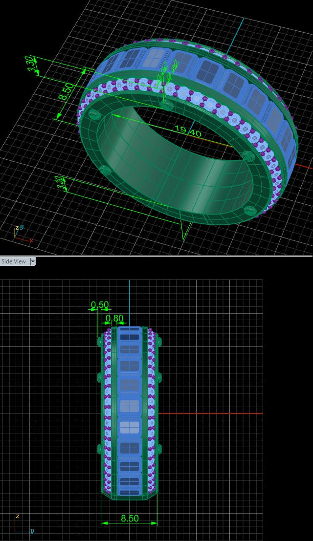 3D CAD Technical Drawing of Men's Ring