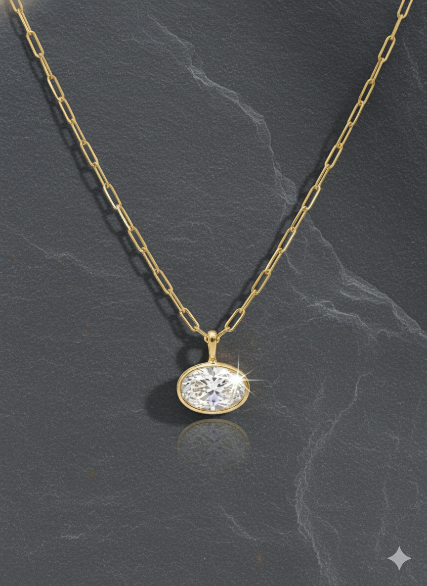 2 carat Lab Grown East West Bezel Pendant