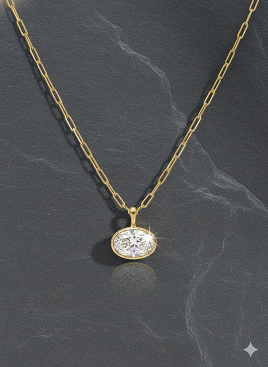 2 carat Lab Grown East West Bezel Pendant